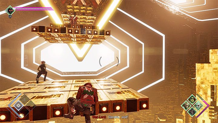 Po wygraniu pierwszej bitwy wyruszcie w stronę lewitujących stopni - Guardians of the Galaxy: Rozdział 8 - solucja, opis przejścia - Guardians of the Galaxy - poradnik do gry