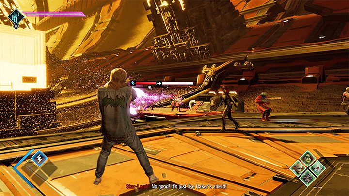 Po tym jak prawie cała drużyna wejdzie do windy zagadajcie do Draxa żeby nakłonić go do tej samej czynności - Guardians of the Galaxy: Rozdział 8 - solucja, opis przejścia - Guardians of the Galaxy - poradnik do gry