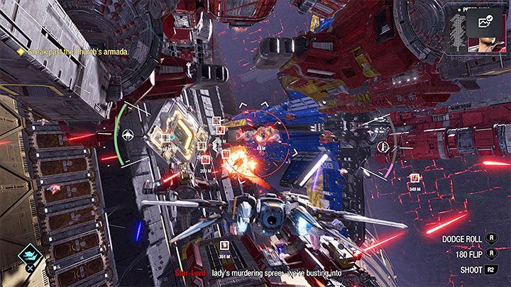 Interaktywna scena czeka Was dopiero w końcowej fazie przelotu - Guardians of the Galaxy: Rozdział 14 - solucja, opis przejścia - Guardians of the Galaxy - poradnik do gry