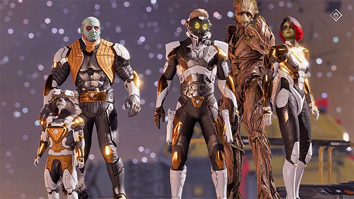 Po odzyskaniu kontroli nad Star-Lordem bohaterowie będą mieli założone unikalne stroje z zestawu Złotych Strażników (Golden Guardians) - Guardians of the Galaxy: Rozdział 14 - solucja, opis przejścia - Guardians of the Galaxy - poradnik do gry