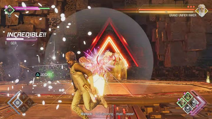 Raker dysponuje identycznymi podstawowymi atakami do pokonanych Unifikatorów, a więc bombardowaniami, ścianami energii i pułapkami z polami siłowymi - Guardians of the Galaxy: Rozdział 15 - solucja, opis przejścia - Guardians of the Galaxy - poradnik do gry