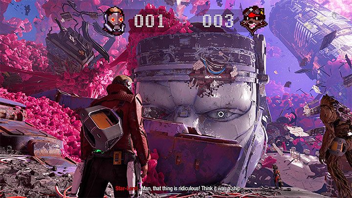 Sekret możecie zdobyć niedługo po dotarciu do lokacji z wrakiem Wartownika (Sentry Wreckage) - miejsce to pokazuje powyższy obrazek i Waszym zadaniem w ramach postępów w głównej fabule będzie doprowadzenie do odblokowania przejścia w zniszczonym oku wielkiej głowy - Guardians of the Galaxy: Rozdział 1 - wszystkie sekrety/znajdźki, lista - Guardians of the Galaxy - poradnik do gry