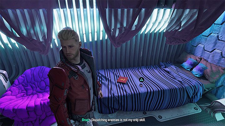 Na pokładzie statku Milano odwiedźcie kajutę Gamory i odszukajcie w niej znajdźkę Strażnika - Guardians of the Galaxy: Rozdział 5 - wszystkie sekrety/znajdźki, lista - Guardians of the Galaxy - poradnik do gry