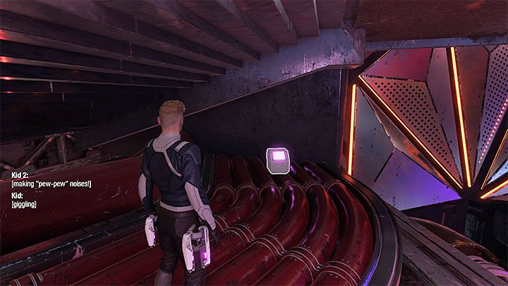 Obróćcie się, a powinniście zauważyć ukrytą pod balkonikami skrzynkę ze strojem - Guardians of the Galaxy: Rozdział 6 - wszystkie sekrety/znajdźki, lista - Guardians of the Galaxy - poradnik do gry