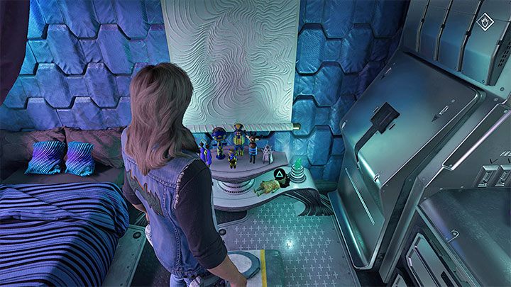 Na pokładzie statku Milano odwiedźcie kajutę Gamory i odszukajcie w niej znajdźkę Strażnika (lalkę wyjątkowo kupowało się w sklepie z pamiątkami w Emporium Kolekcjonera w rozdziale 6, a nie odnajdywało leżącą gdzieś w świecie gry) - Guardians of the Galaxy: Rozdział 9 - wszystkie sekrety/znajdźki, lista - Guardians of the Galaxy - poradnik do gry