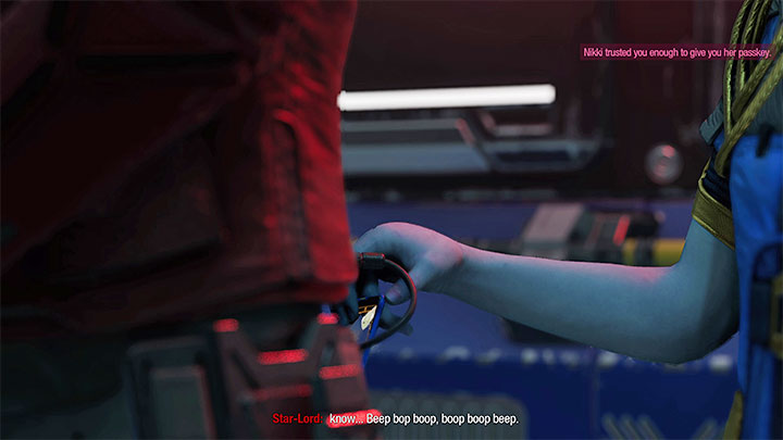 Jeśli poprawnie zrealizowaliście wariant 2, to zyskacie zaufanie Nikki i potajemnie przekaże ona bohaterowi kartę dostępu (Passkey) - Guardians of the Galaxy: Ważne wybory - Rozdział 2 - Guardians of the Galaxy - poradnik do gry