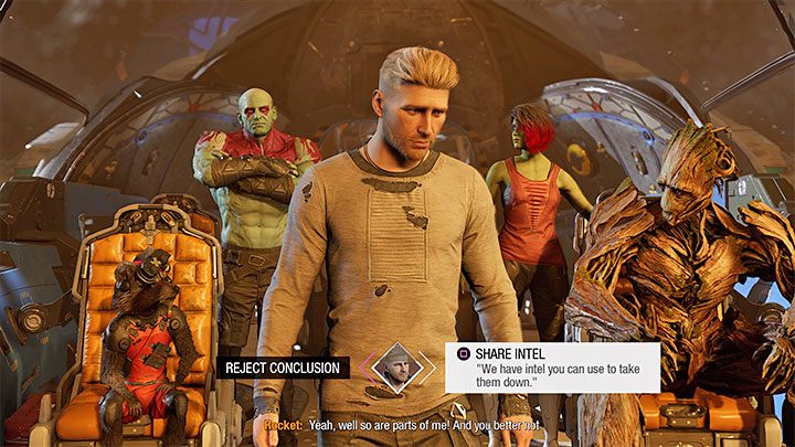 Waszym zadaniem jest trzykrotne wybranie poprawnej opcji zachowania - Guardians of the Galaxy: Ważne wybory - Rozdział 9 - Guardians of the Galaxy - poradnik do gry