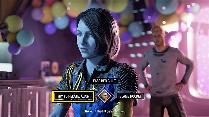 Przy drugim wyborze zdecydujcie się na lewą opcję dialogową - ponowna próba zrozumienia (Try to Relate, Again) - Guardians of the Galaxy: Ważne wybory - Rozdział 15 - Guardians of the Galaxy - poradnik do gry