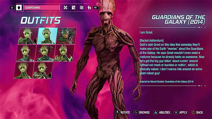 Strój ten jest do odnalezienia jako sekret w rozdziale 1 - Guardians of the Galaxy: Groot - stroje - Guardians of the Galaxy - poradnik do gry