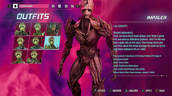 Strój ten jest do odnalezienia jako sekret w rozdziale 12 - Guardians of the Galaxy: Groot - stroje - Guardians of the Galaxy - poradnik do gry