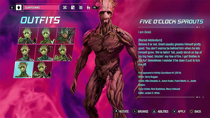 Strój ten jest do odnalezienia jako sekret w rozdziale 13 - Guardians of the Galaxy: Groot - stroje - Guardians of the Galaxy - poradnik do gry