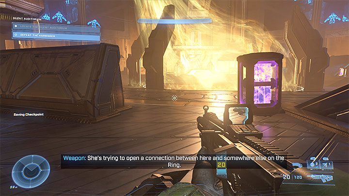 Początkowo nie możecie atakować Heraldki, bo będzie ona znajdowała się wewnątrz swego rodzaju pola siłowego - Halo Infinite: Heraldka (finałowy boss) - boss, jak pokonać? - Halo Infinite - poradnik do gry