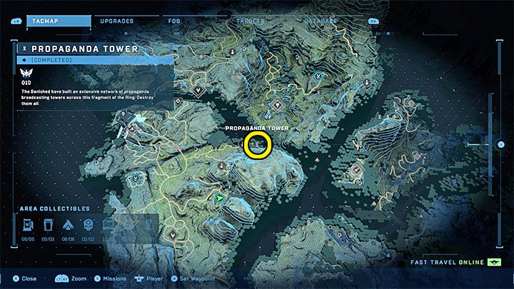 Wieża jest w północnej części regionu - Halo Infinite: Wieże propagandowe (Blokada) - Halo Infinite - poradnik do gry