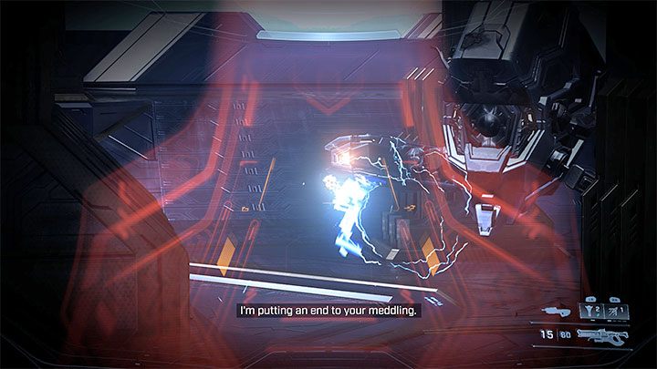 Dron w przeciwieństwie do poprzednich bossów nie ma oddzielnego paska tarczy, ale jego pancerz jest wytrzymały i powoli będzie tracił punkty energii - Halo Infinite: Iglica - solucja, opis przejścia - Halo Infinite - poradnik do gry