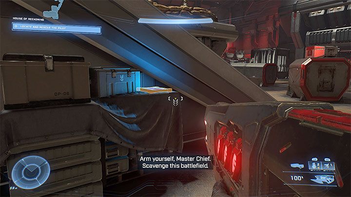 Dziennik audio jest w dużym hangarze, w którym zalicza się pierwszy trening-bitwę z dużą liczbą przeciwników - Halo Infinite: Gmach Rozrachunku (Rozrachunek) - lista, nagrania - Halo Infinite - poradnik do gry