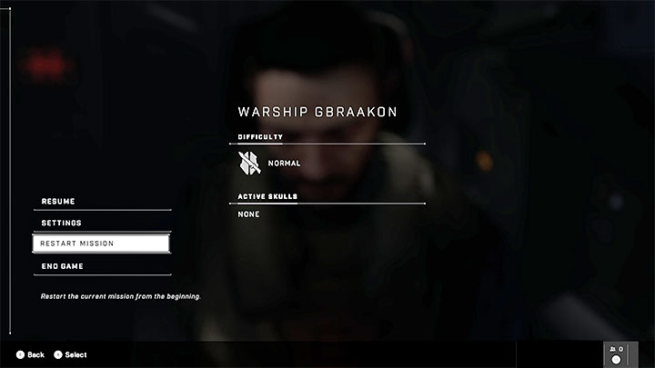 Po spauzowaniu rozgrywki zamiast nieobecnej opcji manualnego zapisu możecie dla odmiany zauważyć opcję Zacznij misję ponownie (Restart Mission) - Halo Infinite: Stan gry - czy można zapisywać? - Halo Infinite - poradnik do gry