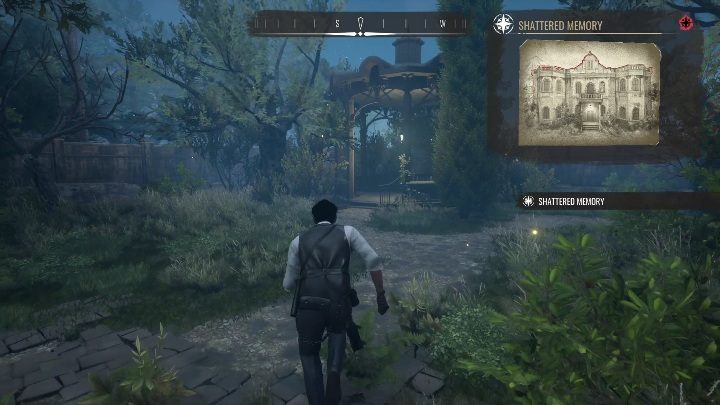 Po lewej stronie posiadłości zobaczycie sporą, oświetloną altanę - Sherlock Holmes Chapter One: Matczyna miłość, dom rodzinny - solucja - Sherlock Holmes Chapter One - poradnik do gry