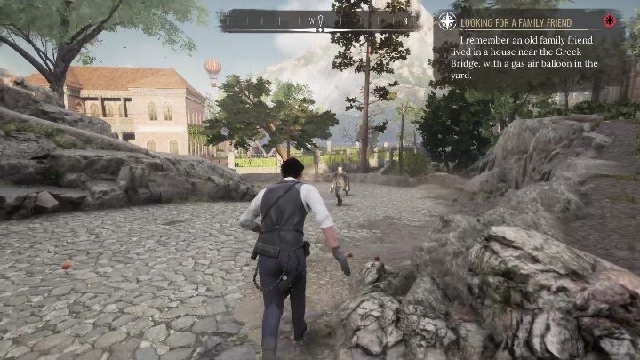 Ostatnią częścią tego zadania jest wyjście na zewnątrz, spojrzenie w niebo i skierowanie się do balonu, który lata koło najbliższej rezydencji - Sherlock Holmes Chapter One: Matczyna miłość, pokój Sherlocka - solucja - Sherlock Holmes Chapter One - poradnik do gry