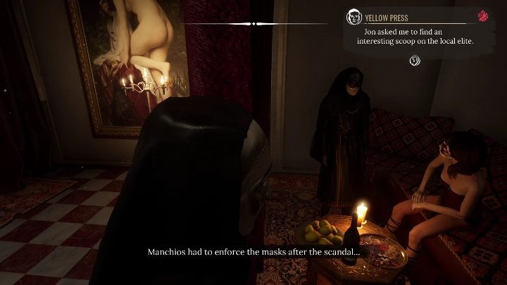 Pierwszą parę do podsłuchania znajdziecie w pomieszczeniu z kotarami, z niego wydobywa się czerwone światło - Sherlock Holmes Chapter One: Ofiarne jagnię, Rezydencja - solucja - Sherlock Holmes Chapter One - poradnik do gry