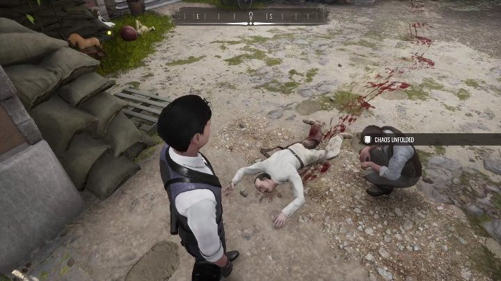 Wbiegnijcie na teren, aby zobaczyć zwłoki - Sherlock Holmes Chapter One: Pozłacana klatka, miejsce zbrodni - solucja - Sherlock Holmes Chapter One - poradnik do gry