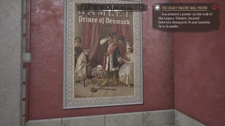 To zadanie zaczyna się od obejrzenia plakatu na ścianie teatru - Sherlock Holmes Chapter One: Błysk dowcipu - solucja, Cordońskie opowieści - Sherlock Holmes Chapter One - poradnik do gry