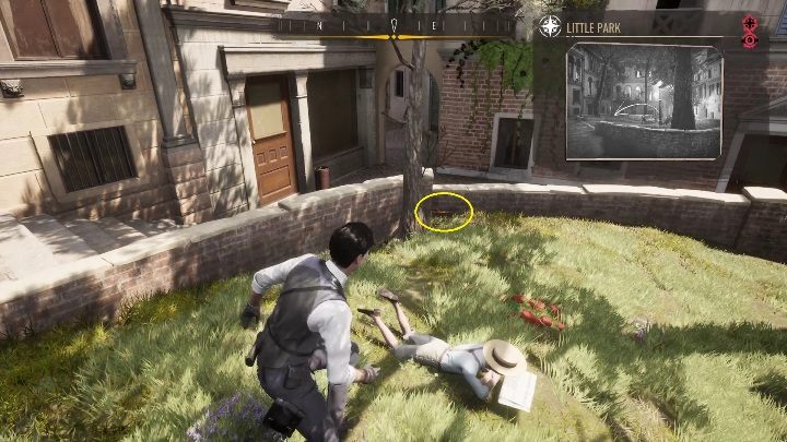 Dokładna lokalizacja: Idąc na północ od teatru położonego w Scaladio, natkniecie się na naprawdę niewielki park - Sherlock Holmes Chapter One: Wyspa skarbów, etap 2 - solucja, opis przejścia - Sherlock Holmes Chapter One - poradnik do gry