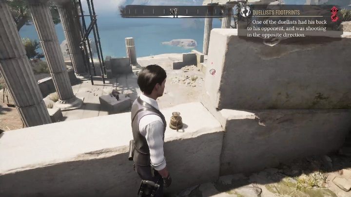 Na górze, na skałach, jest plama, którą musicie zbadać - Sherlock Holmes Chapter One: Poza kątem oka - solucja, Pozostałe sprawy - Sherlock Holmes Chapter One - poradnik do gry