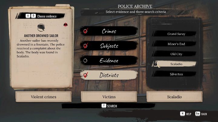 Po zbadaniu wszystkich śladów musicie udać się na komisariat policji, aby zdobyć kolejne informacje o całej sprawie - Sherlock Holmes Chapter One: Syreni śpiew - solucja, Pozostałe sprawy - Sherlock Holmes Chapter One - poradnik do gry