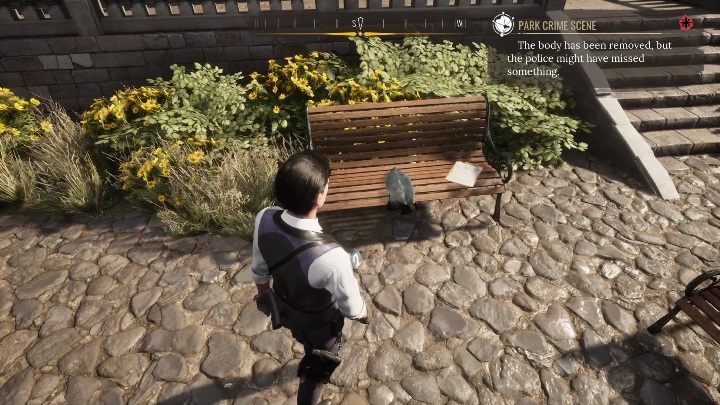 Skupcie się na kolejnej ławce, tej stojącej naprzeciwko fontanny - Sherlock Holmes Chapter One: Syreni śpiew - solucja, Pozostałe sprawy - Sherlock Holmes Chapter One - poradnik do gry