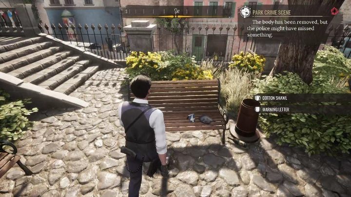 Na kolejnej ławce (oznaczonej numerem 4) znajdziecie - Sherlock Holmes Chapter One: Syreni śpiew - solucja, Pozostałe sprawy - Sherlock Holmes Chapter One - poradnik do gry