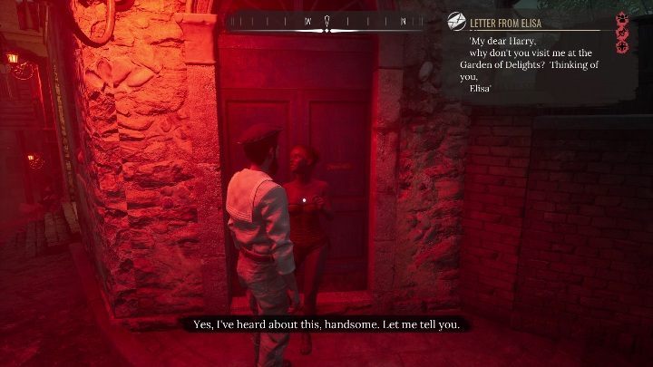 Niedaleko na wschód od baru znajdziecie dzielnicę, w której roi się od pań lekkich obyczajów - Sherlock Holmes Chapter One: Syreni śpiew - solucja, Pozostałe sprawy - Sherlock Holmes Chapter One - poradnik do gry