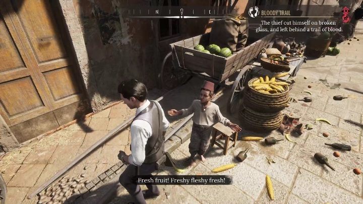 Ślady kończą się przy chłopcu, który sprzedaje owoce - Sherlock Holmes Chapter One: Teoria strun - solucja, Pozostałe sprawy - Sherlock Holmes Chapter One - poradnik do gry