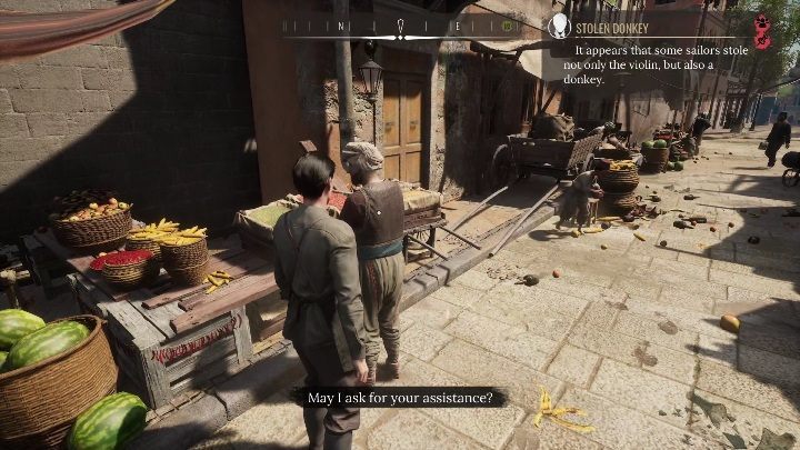 Przed wypytywaniem okolicznych świadków o całą sprawę, musicie się przebrać - Sherlock Holmes Chapter One: Teoria strun - solucja, Pozostałe sprawy - Sherlock Holmes Chapter One - poradnik do gry