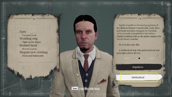 Po krótkiej rozmowie musicie przyjrzeć się podejrzanemu - Sherlock Holmes Chapter One: Żelazna trumna - solucja, Pozostałe sprawy - Sherlock Holmes Chapter One - poradnik do gry