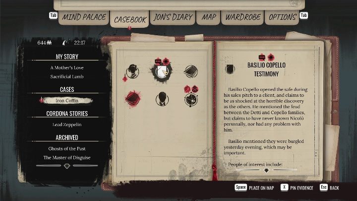 Czas zmienić zadanie w teczce oraz udać się na miejsce zbrodni - Sherlock Holmes Chapter One: Żelazna trumna - solucja, Pozostałe sprawy - Sherlock Holmes Chapter One - poradnik do gry