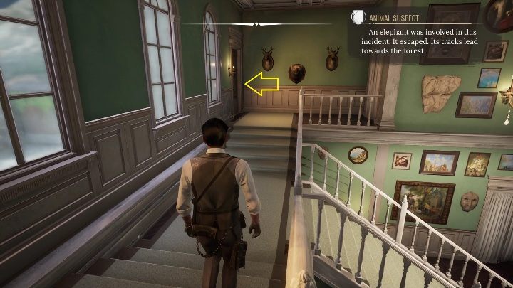 Gabinet ojca Imogen znajdziecie centralnie naprzeciwko jej pokoju - Sherlock Holmes Chapter One: Pozłacana klatka, rezydencja Gildenów - solucja - Sherlock Holmes Chapter One - poradnik do gry