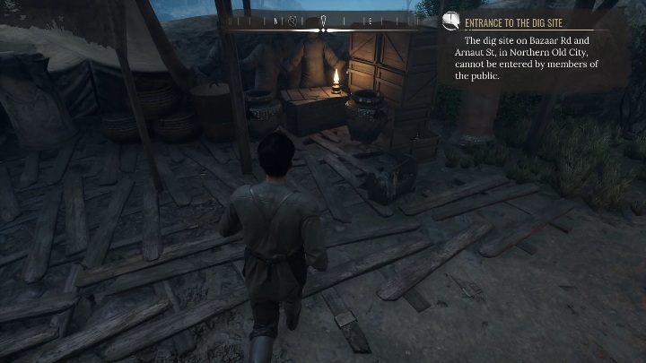 Następnie udajcie się do skrzyni, która znajduje się na lewo, od mapy, którą zbadaliście - Sherlock Holmes Chapter One: Pozłacana klatka, wykopaliska - solucja - Sherlock Holmes Chapter One - poradnik do gry