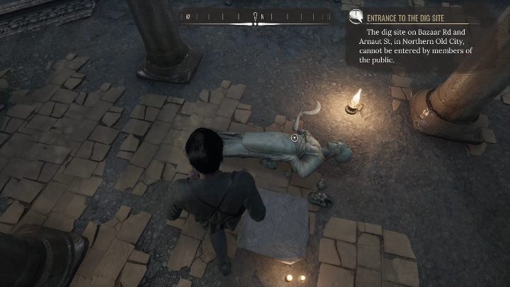 Na górze musicie zbadać rozbity posąg - Sherlock Holmes Chapter One: Pozłacana klatka, wykopaliska - solucja - Sherlock Holmes Chapter One - poradnik do gry