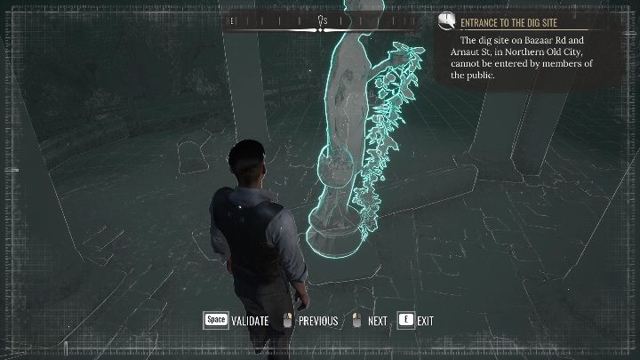 Posąg najbliżej nagrobka jest odwrócony, a w lewej dłoni dzierży pnącza - Sherlock Holmes Chapter One: Pozłacana klatka, wykopaliska - solucja - Sherlock Holmes Chapter One - poradnik do gry