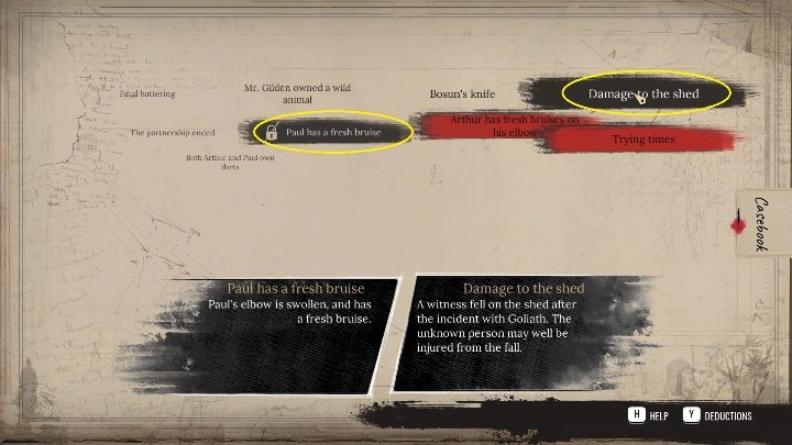 Idźmy dalej w tych łączeniach faktów - Sherlock Holmes Chapter One: Pozłacana klatka, odnalezienie Goliata - solucja - Sherlock Holmes Chapter One - poradnik do gry