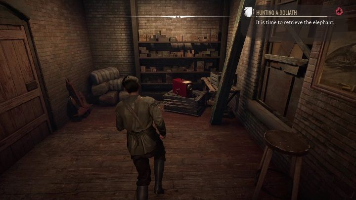 Następnie udajcie się do warsztatu, po czerwony róg mgłowy, który będzie wam niezbędny do wydawania odgłosów - Sherlock Holmes Chapter One: Pozłacana klatka, odnalezienie Goliata - solucja - Sherlock Holmes Chapter One - poradnik do gry