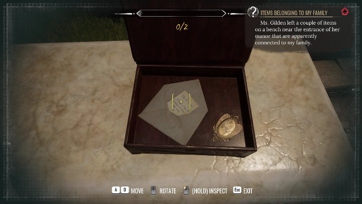 Po rozwiązaniu całej sprawy, czas przyjrzeć się kufrowi leżącemu na kamiennej ławce - Sherlock Holmes Chapter One: Pozłacana klatka, odnalezienie Goliata - solucja - Sherlock Holmes Chapter One - poradnik do gry