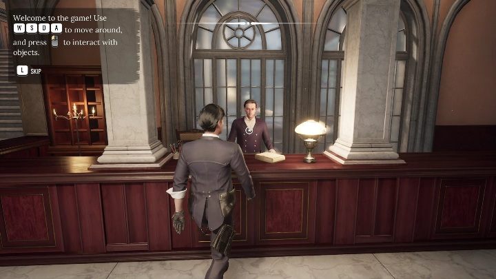 Waszym pierwszym zadaniem jest dotarcie do recepcji - Sherlock Holmes Chapter One: Matczyna miłość, hotel - solucja, opis przejścia - Sherlock Holmes Chapter One - poradnik do gry