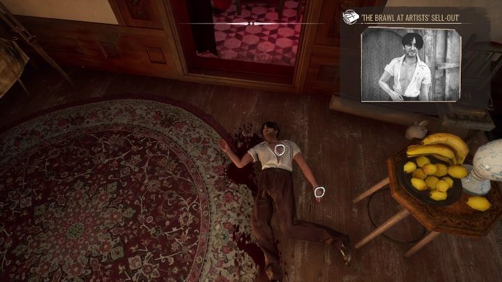 Po wejściu do mieszkania, czas przyjrzeć się miejscu zbrodni - Sherlock Holmes Chapter One: Muza z zagranicy, Apartament malarza - solucja - Sherlock Holmes Chapter One - poradnik do gry