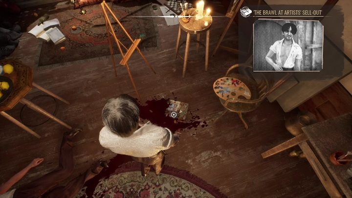 Następnie warto zerknąć na obraz, który leży na ziemi - Sherlock Holmes Chapter One: Muza z zagranicy, Apartament malarza - solucja - Sherlock Holmes Chapter One - poradnik do gry