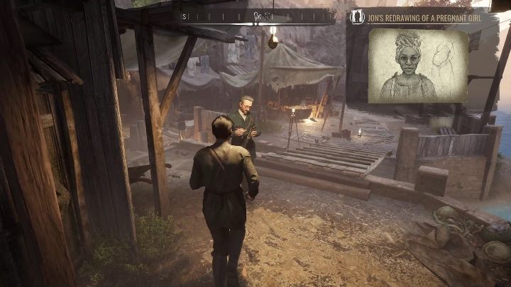 Kolejną osobą, z która należy porozmawiać, jest mężczyzna stojący już w obozie - Sherlock Holmes Chapter One: Muza z zagranicy, Poszukiwania ciężarnej - solucja - Sherlock Holmes Chapter One - poradnik do gry