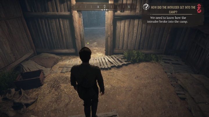 Ostatnią rzeczą, którą należy sprawdzić, są ślady przed wejściem do obozu - Sherlock Holmes Chapter One: Muza z zagranicy, Obóz dla uchodźców - solucja - Sherlock Holmes Chapter One - poradnik do gry
