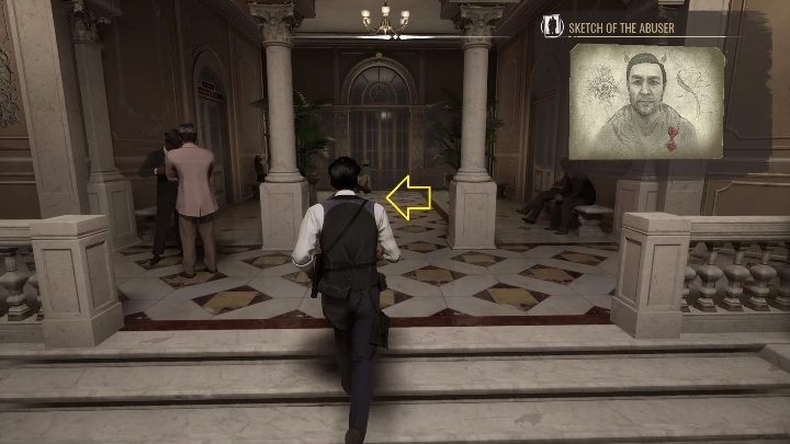 Na szczęście mężczyzna znajduje się w tym samym budynku, dokładnie po przeciwnej stronie - Sherlock Holmes Chapter One: Muza z zagranicy, Norton i Bernadotti - solucja - Sherlock Holmes Chapter One - poradnik do gry