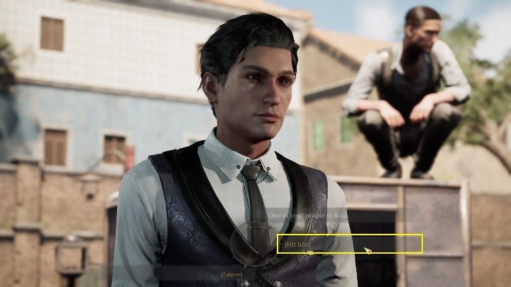 Przed wejściem do biura stoi mężczyzna, który za wszelką cenę będzie chciał was powstrzymać - Sherlock Holmes Chapter One: Muza z zagranicy, Norton i Bernadotti - solucja - Sherlock Holmes Chapter One - poradnik do gry