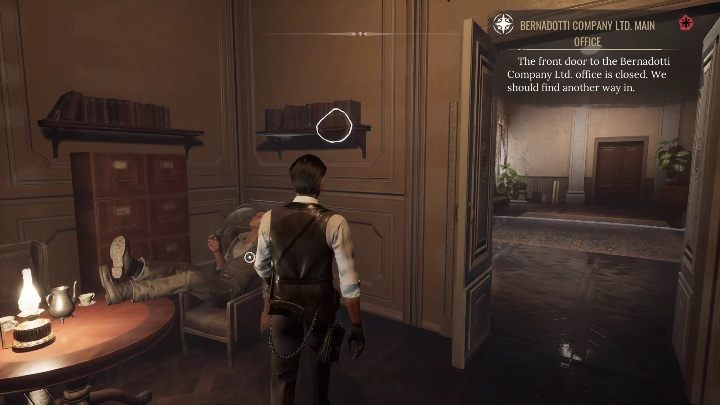 Kolejnym zadaniem będzie wejście do gabinetu mężczyzny - Sherlock Holmes Chapter One: Muza z zagranicy, Norton i Bernadotti - solucja - Sherlock Holmes Chapter One - poradnik do gry